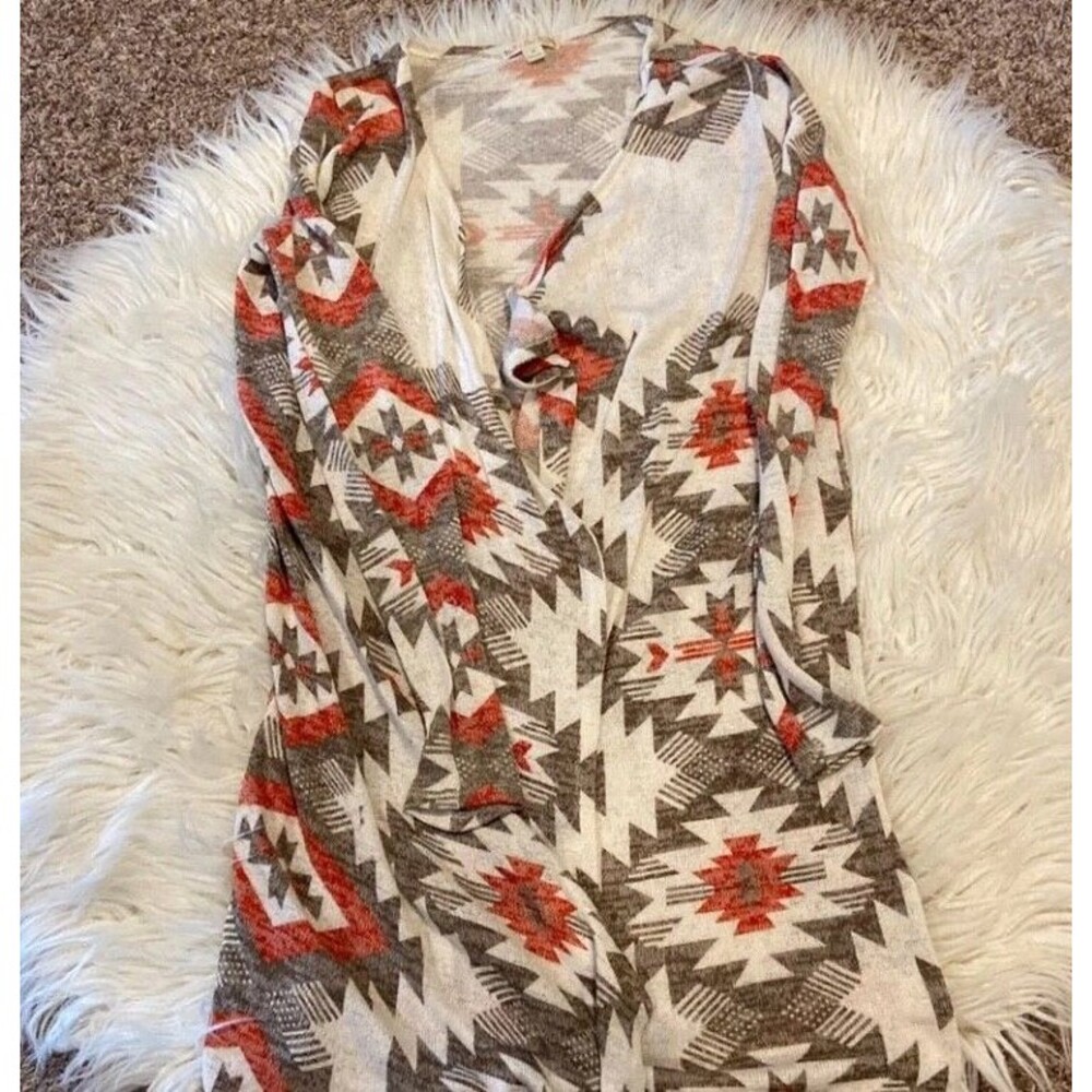 Medium Its Our Time long sleeve duster length aztec boho lightweight cardigan